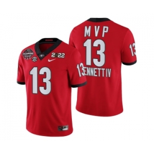 Mens Georgia Bulldogs #13 Stetson Bennett IV Red 2021-22 National Champions College Football Game MVP Jersey