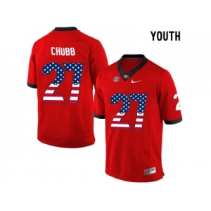 2016 US Flag Fashion-Youth Georgia Bulldogs Nick Chubb #27 College Football Limited Jerseys - Red