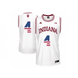 2016 US Flag Fashion Men's Indiana Hoosiers Victor Oladipo #4 Big 10 Patch College Basketball Authentic Jerseys - White