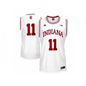 Men's Indiana Hoosiers Isiah Thomas #11 Big 10 Patch College Basketball Authentic Jerseys - White