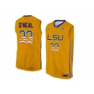 2016 US Flag Fashion Men's LSU Tigers Shaquille O'Neal #33 College Basketball Elite Jersey - Gold