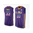 2016 US Flag Fashion Men's LSU Tigers Shaquille O'Neal #33 College Basketball Elite Jersey - Purple