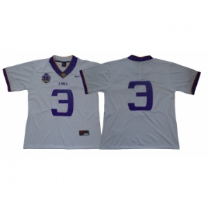 LSU Tigers #3 White 125 Sesons Nike College Football Jersey