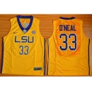 LSU Tigers #33 Shaquille O'Neal Gold Basketball Stitched NCAA Jersey