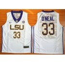 LSU Tigers #33 Shaquille O'Neal White Basketball Stitched NCAA Jersey