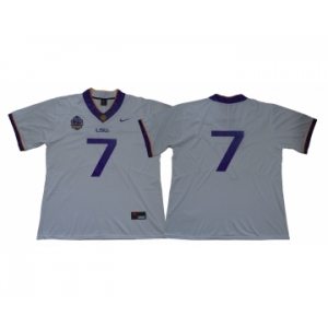 LSU Tigers #7 White 125 Sesons Nike College Football Jersey