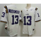 Men's LSU Tigers #13 Garrett Nussmeier White FUSE College Stitched Jersey
