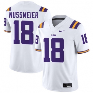 Men's LSU Tigers #18 Garrett Nussmeier White Limited Stitched Game Jersey