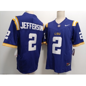 Men's LSU Tigers #2 Justin Jefferson Purple FUSE College Stitched Jersey