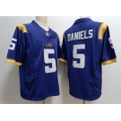 Men's LSU Tigers #5 Jayden Daniels Blue Stitched Jersey