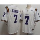 Men's LSU Tigers #7 JaMarr Chase White FUSE College Stitched Jersey