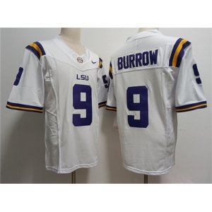 Men's LSU Tigers #9 Joe Burreaux White 2023 Stitched Football Jersey