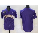 Men's LSU Tigers Blank Purple 2025 World Series & SEC Patch Stitched Baseball Jersey