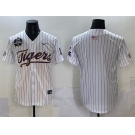 Men's LSU Tigers Blank White Pinstripe 2025 World Series & SEC Patch Stitched Baseball Jersey