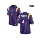 2016 US Flag Fashion 2016 Youth LSU Tigers Leonard Fournette #7 College Football Limited Jersey - Purple