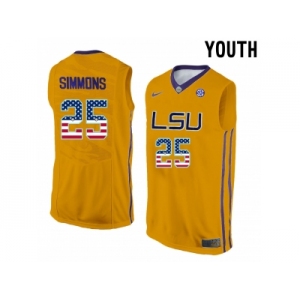2016 US Flag Fashion Youth LSU Tigers Ben Simmons #25 College Basketball Elite Jersey - Gold