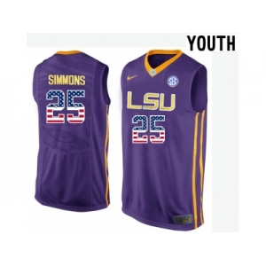 2016 US Flag Fashion Youth LSU Tigers Ben Simmons #25 College Basketball Elite Jersey - Purple