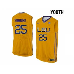 Youth LSU Tigers Ben Simmons #25 College Basketball Elite Jersey - Gold