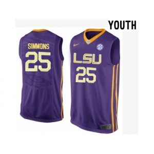 Youth LSU Tigers Ben Simmons #25 College Basketball Elite Jersey - Purple