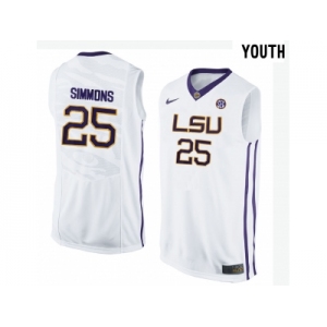 Youth LSU Tigers Ben Simmons #25 College Basketball Elite Jersey - White