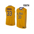 Youth LSU Tigers Shaquille O'Neal #33 College Basketball Elite Jersey - Gold