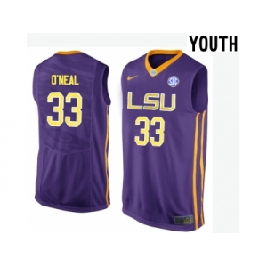 Youth LSU Tigers Shaquille O'Neal #33 College Basketball Elite Jersey - Purple