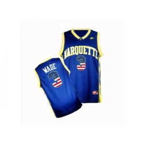 2016 US Flag Fashion Marquette Golden Eagles Dwyane Wade #3 College Basketball Jersey - Navy Blue