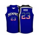 2016 US Flag Fashion Memphis Tigers Derrick Rose #23 College Basketball Throwback Jersey - Royal Blue