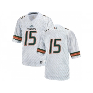 2016 Men's Miami Hurricanes #15 College Football Jerseys - White