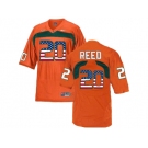 2016 US Flag Fashion Men's Miami Hurricanes Ed Reed #20 College Football Jersey - Orange