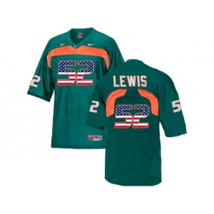 2016 US Flag Fashion Men's Miami Hurricanes Ray Lewis #52 College Football Jersey - Green