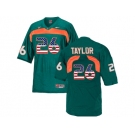 2016 US Flag Fashion Men's Miami Hurricanes Sean Taylor #26 College Football Jersey - Green