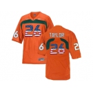 2016 US Flag Fashion Men's Miami Hurricanes Sean Taylor #26 College Football Jersey - Orange