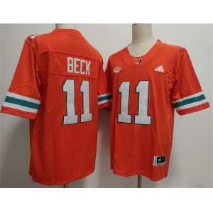 Men's Miami Hurricanes #11 Carson Beck Orange Stitched Football Jersey