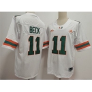 Men's Miami Hurricanes #11 Carson Beck White Stitched Football Jersey