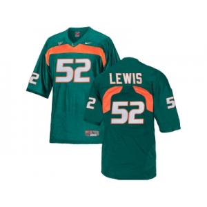 Men's Miami Hurricanes Ray Lewis #52 College Football Jersey - Green
