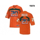 016 US Flag Fashion Youth Miami Hurricanes Ed Reed #20 College Football Jersey - Orange