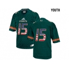 2016 US Flag Fashion Youth Miami Hurricanes Ed Reed #15 College Football Jersey - Green