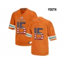 2016 US Flag Fashion Youth Miami Hurricanes Ed Reed #15 College Football Jersey - Orange