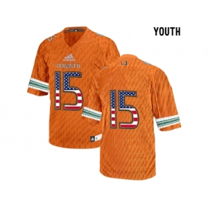 2016 US Flag Fashion Youth Miami Hurricanes Ed Reed #15 College Football Jersey - Orange