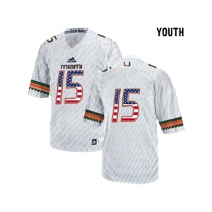 2016 US Flag Fashion Youth Miami Hurricanes Ed Reed #15 College Football Jersey - White