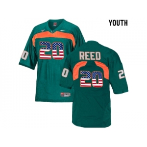 2016 US Flag Fashion Youth Miami Hurricanes Ed Reed #20 College Football Jersey - Green