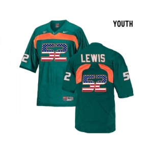 2016 US Flag Fashion Youth Miami Hurricanes Ray Lewis #52 College Football Jersey - Green