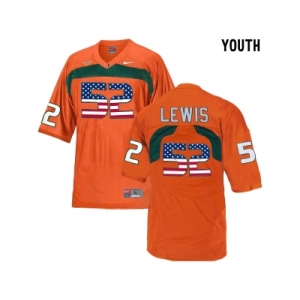 2016 US Flag Fashion Youth Miami Hurricanes Ray Lewis #52 College Football Jersey - Orange