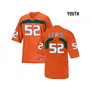 Youth Miami Hurricanes Ray Lewis #52 College Football Jersey - Orange