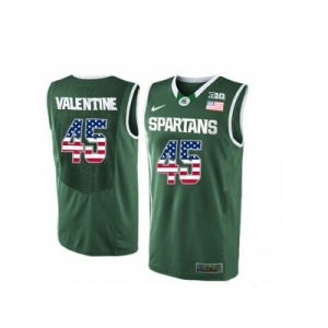 2016 US Flag Fashion Michigan State Spartans Denzel Valentine #45 College Basketball Authentic Jersey - Green