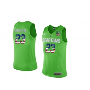 2016 US Flag Fashion Michigan State Spartans Draymond Green #23 College Basketball Authentic Jersey - Apple Green