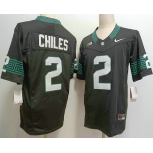 Men's Michigan State Spartans #2 Aidan Chiles Black FUSE College Football Jersey