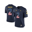 2016 US Flag Fashion-2016 Men's Jordan Brand Michigan Wolverines Charles Woodson #2 College Football Limited Jersey - Navy Blue