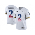 2016 US Flag Fashion-2016 Men's Jordan Brand Michigan Wolverines Charles Woodson #2 College Football Limited Jersey - White